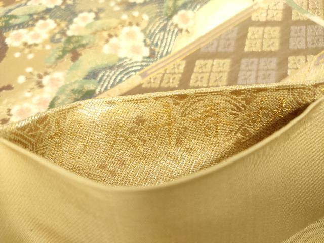 平和屋着物▼六通柄袋帯 格天井春秋文 金糸 正絹 逸品 DABJ1401az
