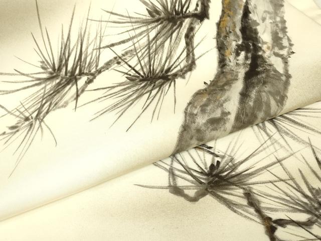 平和屋着物●塩瀬 九寸名古屋帯 作家物 老松文 手描き 金彩 正絹 逸品 DABJ1427az