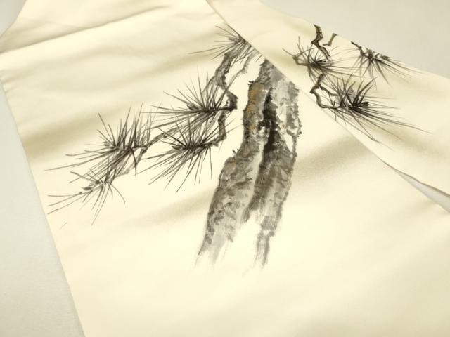 平和屋着物●塩瀬 九寸名古屋帯 作家物 老松文 手描き 金彩 正絹 逸品 DABJ1427az