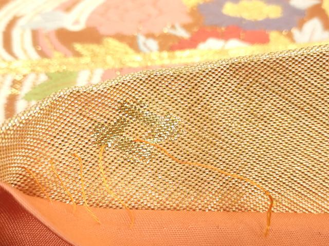 平和屋着物▼西陣 野々村織物謹製 六通柄袋帯 唐織 鳳凰天井花文 金糸 正絹 逸品 DABJ1488az