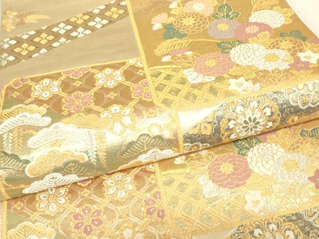 平和屋着物▼六通柄袋帯 蒔絵浪漫 金糸 正絹 逸品 DABJ1558az