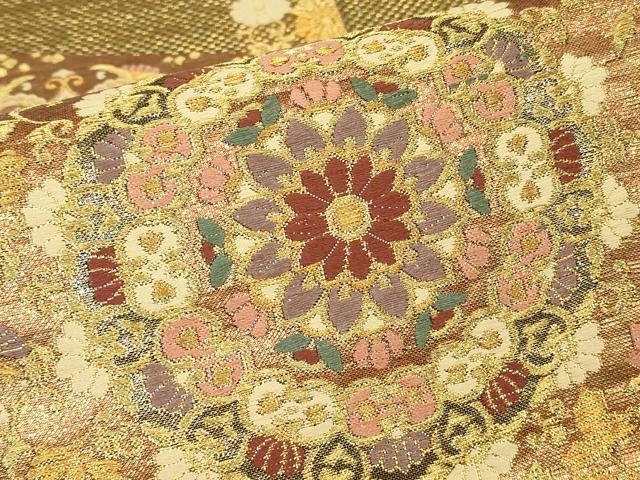 平和屋着物▼六通柄袋帯 正倉院花文 金糸 正絹 逸品 DABJ1543az