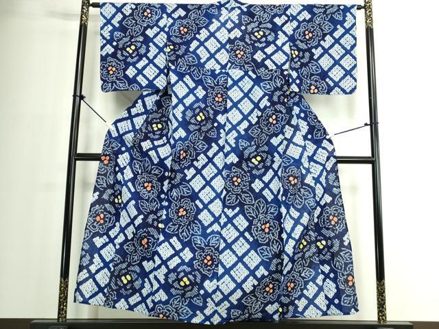 平和屋着物∴夏物 浴衣 有松鳴海絞り 草花文 綿 逸品 未使用 DABJ4342cd