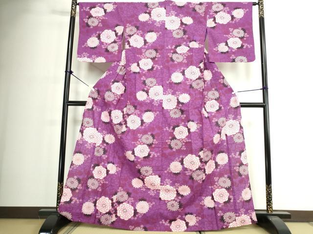 平和屋着物∴夏物 浴衣 草花文 綿 逸品 DABJ4338cd
