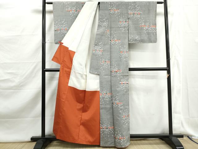 平和屋着物■上質な紬 幾何学間道 正絹 逸品 DABJ5182qa