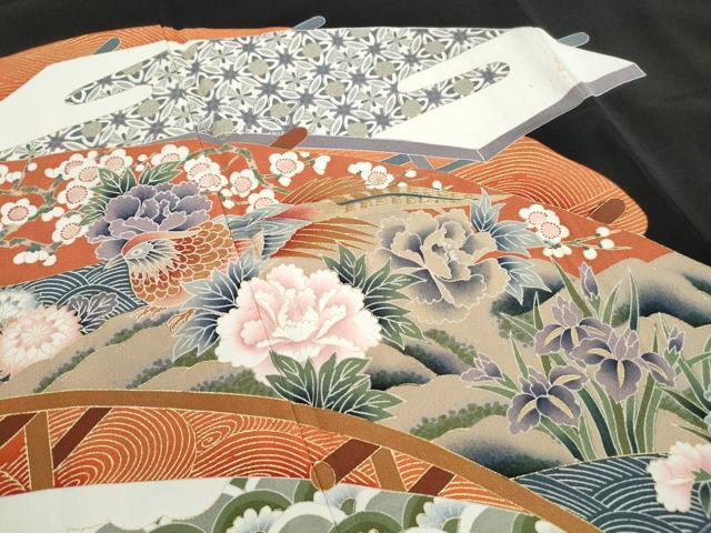 平和屋着物■豪華黒留袖 流水花鳥文 金彩 正絹 逸品 DABJ5191qa