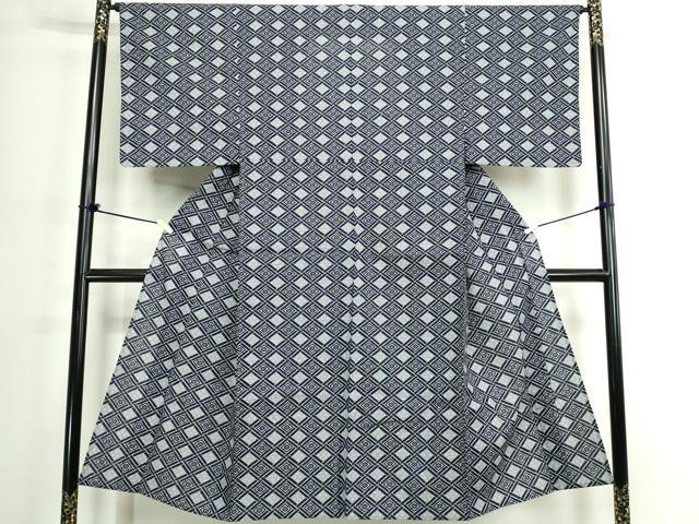 平和屋着物∴夏物 男性 浴衣 注染 手縫い 菱文 綿 逸品 DABJ4280cd