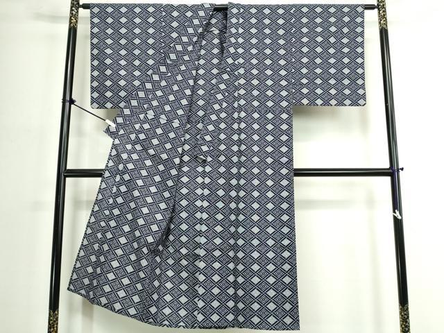 平和屋着物∴夏物 男性 浴衣 注染 手縫い 菱文 綿 逸品 DABJ4280cd