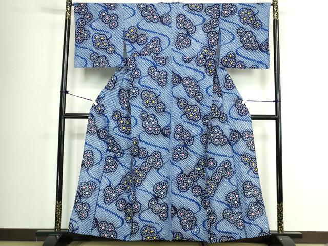 平和屋着物∴夏物 浴衣 有松鳴海絞り 流水花文 綿 逸品 DABJ4302cd