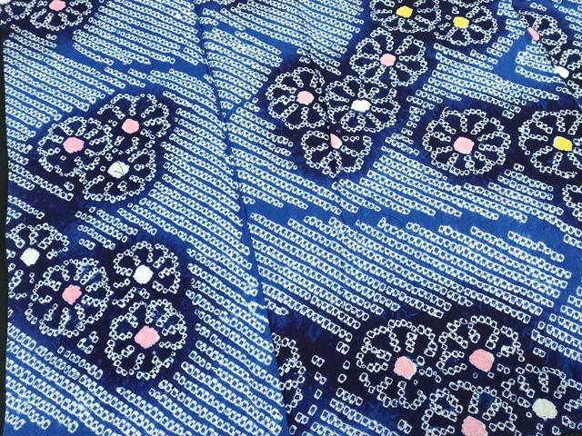 平和屋着物∴夏物 浴衣 有松鳴海絞り 流水花文 綿 逸品 DABJ4302cd