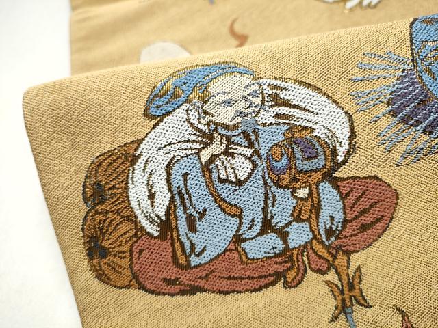 平和屋着物●六通柄袋帯 七福神 金糸 正絹 逸品 CABL5087hy