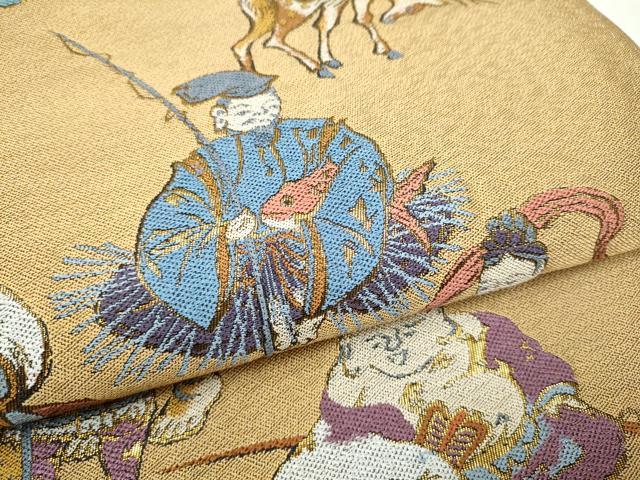 平和屋着物●六通柄袋帯 七福神 金糸 正絹 逸品 CABL5087hy
