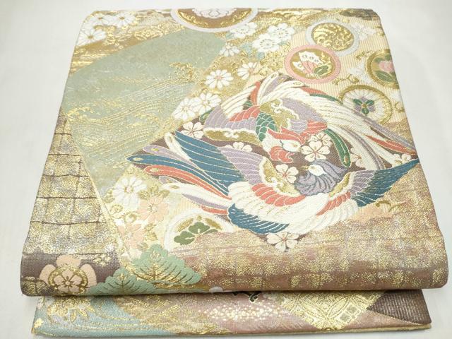 平和屋着物●両面 両方向 全通柄袋帯 唐織 典雅王朝装束文 道長取有職文 金糸 ほていや扱い 正絹 逸品 CABL5100hy