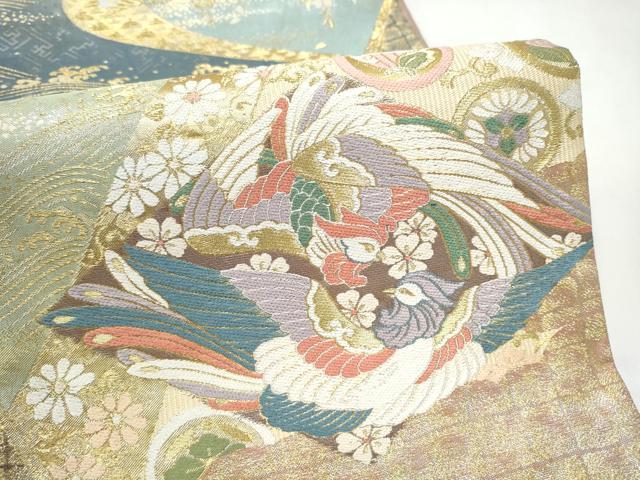 平和屋着物●両面 両方向 全通柄袋帯 唐織 典雅王朝装束文 道長取有職文 金糸 ほていや扱い 正絹 逸品 CABL5100hy