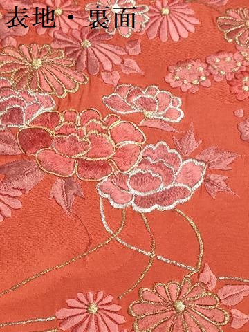 平和屋着物▼付下げ 反物 着尺 駒刺繍 総刺繍 草花文 金銀糸 逸品 未使用 DABJ4665zy