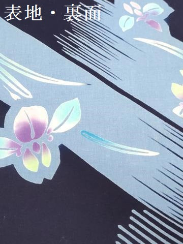 平和屋着物*夏物 浴衣 反物 着尺 注染 四季の花木染 菖蒲 アヤメ 綿 逸品 未使用 DABJ4698zy