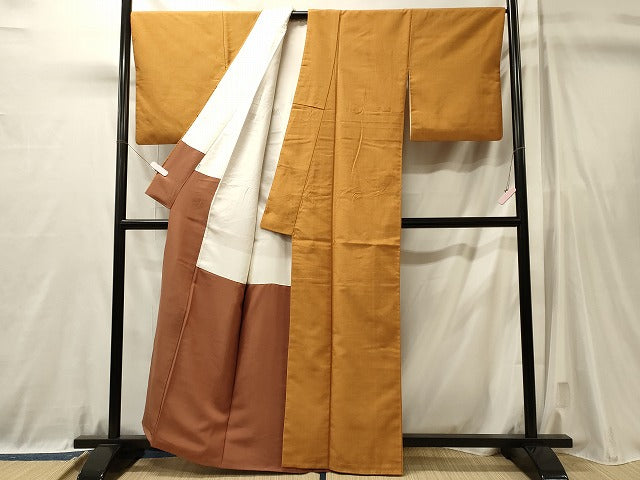 平和屋着物■上質な紬 赤朽葉色 高島屋扱い 正絹 逸品 CABL0770oy