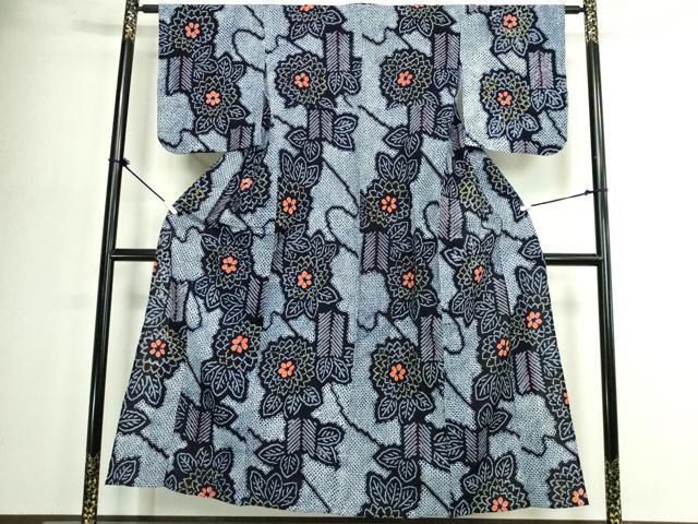 平和屋着物∴夏物 浴衣 有松鳴海絞り 草花文 綿 逸品 DABJ4411cd