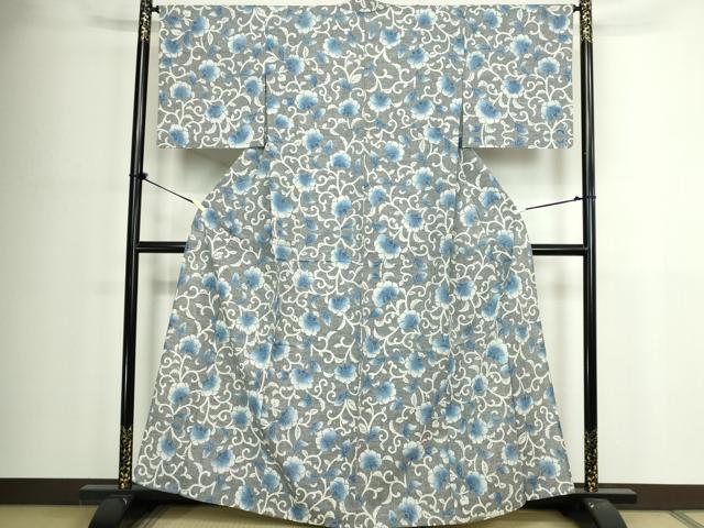平和屋着物∴夏物 浴衣 注染 手縫い 花唐草文 綿 逸品 DABJ4438cd