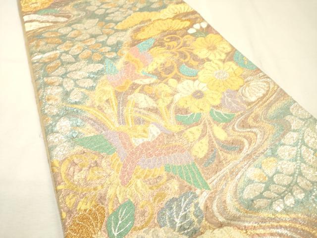 平和屋着物▼六通柄袋帯 辻が花 花鳥文 金銀糸 正絹 逸品 DABI7919fe