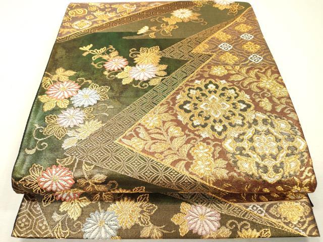 平和屋着物▼六通柄袋帯 正倉院宝尽くし花唐草文 金糸 正絹 逸品 DABI7953fe