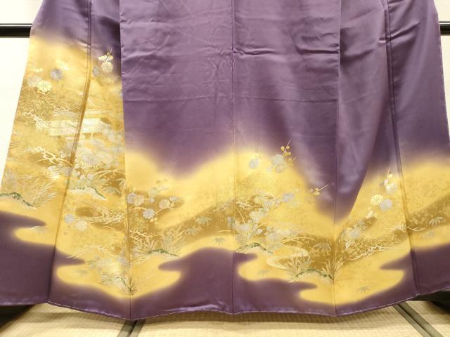 平和屋着物▼豪華色留袖 風景菊松文 暈し染 金銀彩 正絹 逸品 DABI8000fe