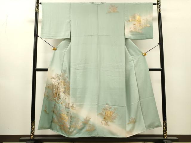 平和屋着物▼訪問着 螺鈿 御所車風景花文 暈し染 金彩 正絹 逸品 DABI7997fe
