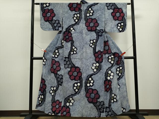 平和屋着物∴夏物 浴衣 有松鳴海絞り 舞花文 綿 逸品 CABL8045ze