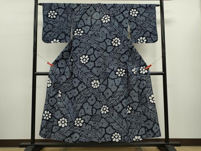 平和屋着物∴夏物 浴衣 有松鳴海絞り 枝花文 綿 逸品 CABL8035ze