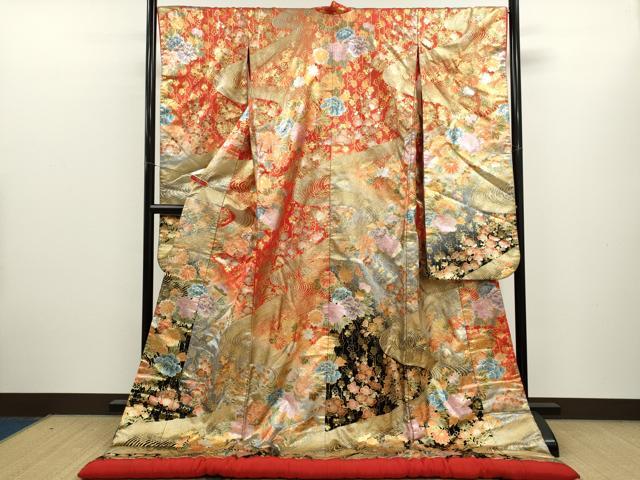平和屋本店●色打掛 お引きずり 和装 婚礼 結婚式 花嫁 神社挙式 流水草花文 金銀彩 逸品 CABL8052ze