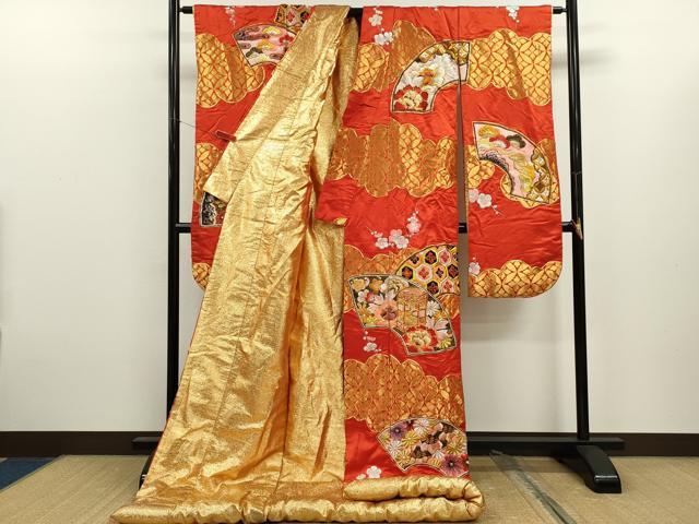 平和屋本店●色打掛 お引きずり 和装 婚礼 結婚式 花嫁 神社挙式 駒刺繍 地紙重ね吉祥花文 金銀糸 逸品 CABL8054ze