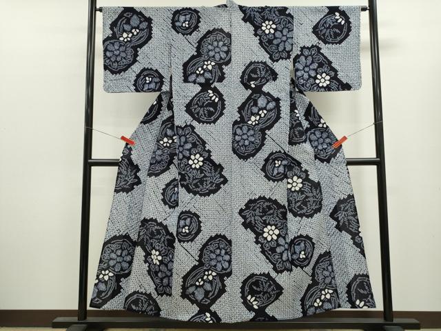 平和屋着物∴夏物 浴衣 有松鳴海絞り 蜘蛛絞り 草花丸文 綿 逸品 CABL8046ze