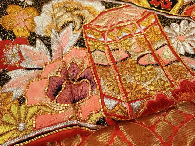 平和屋本店●色打掛 お引きずり 和装 婚礼 結婚式 花嫁 神社挙式 駒刺繍 地紙重ね吉祥花文 金銀糸 逸品 CABL8054ze