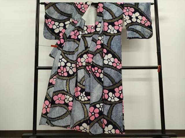平和屋着物∴夏物 浴衣 有松鳴海絞り 舞花文 綿 逸品 CABL8048ze