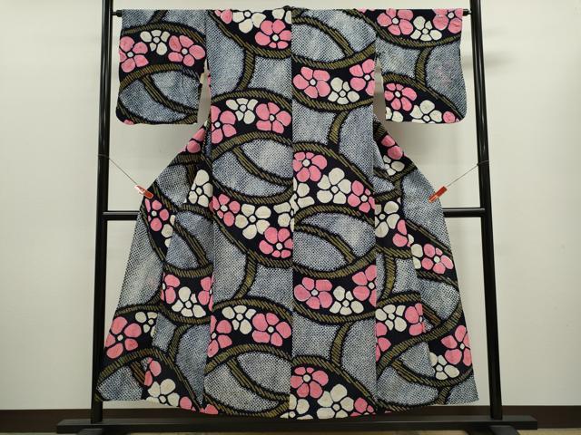 平和屋着物∴夏物 浴衣 有松鳴海絞り 舞花文 綿 逸品 CABL8048ze