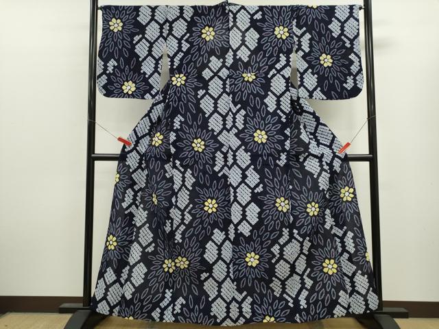 平和屋着物∴夏物 浴衣 有松鳴海絞り 蜘蛛絞り 舞花文 綿 逸品 CABL8040ze