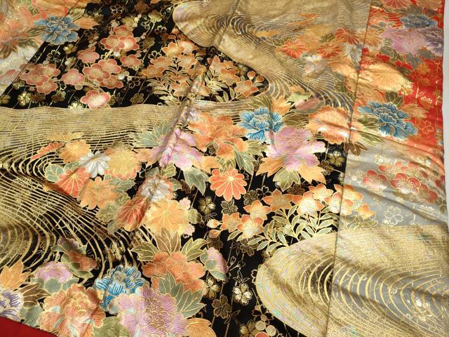 平和屋本店●色打掛 お引きずり 和装 婚礼 結婚式 花嫁 神社挙式 流水草花文 金銀彩 逸品 CABL8052ze