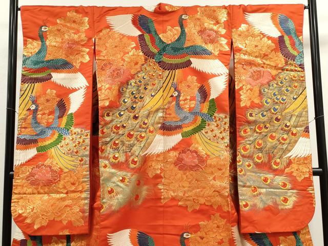 平和屋本店●色打掛 お引きずり 唐織 和装 婚礼 結婚式 花嫁 神社挙式 孔雀 牡丹 金糸 逸品 CABL8053ze