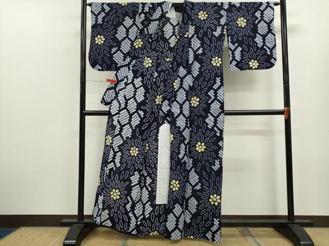 平和屋着物∴夏物 浴衣 有松鳴海絞り 蜘蛛絞り 舞花文 綿 逸品 CABL8040ze