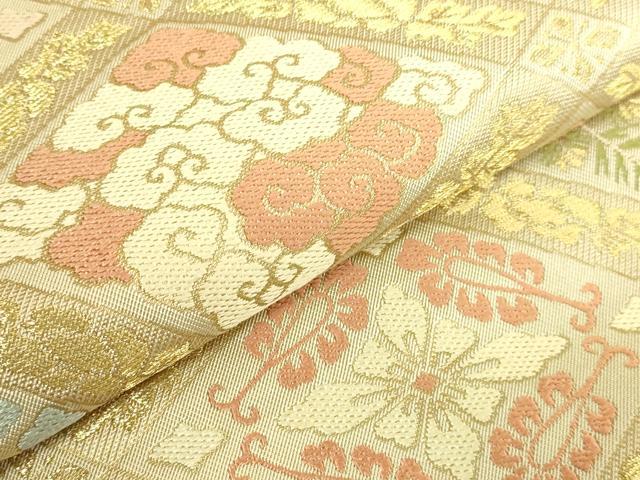 平和屋着物●極上 西陣 川島織物 六通柄 本袋帯 格天井菱文 金糸 逸品 DZAB9863kh6