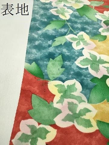 平和屋着物●小紋 反物 蔦の葉花文 丹後ちりめん 着尺 逸品 未使用 CABL2606ju