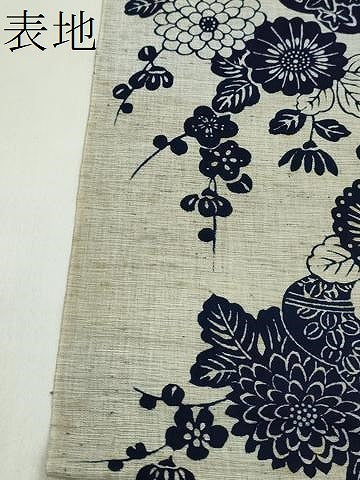 平和屋着物∴夏物 浴衣 反物 注染 松竹梅草花文 綿 着尺 逸品 未使用 CABL2617ju