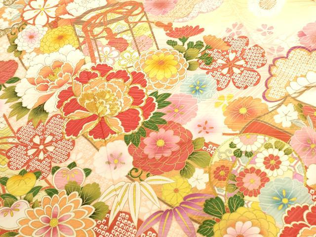 平和屋着物●豪華振袖 駒刺繍 貝桶花松文 牡丹 暈し染め 金彩 正絹 逸品 DABK2016op
