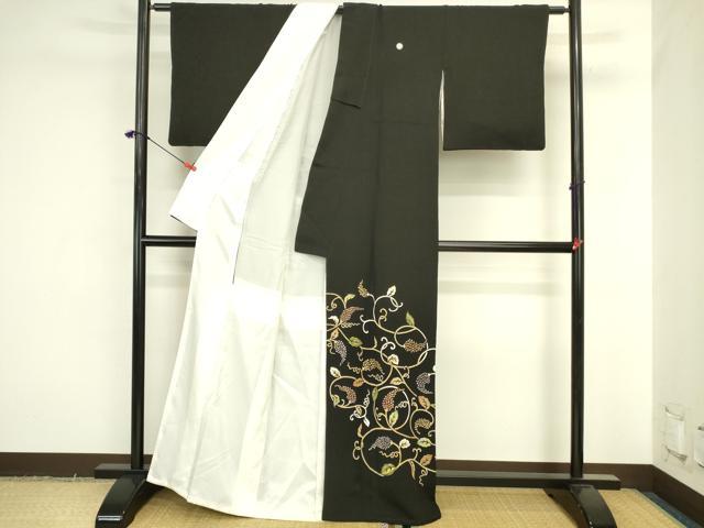 平和屋着物●豪華黒留袖 葡萄唐草 金彩 正絹 逸品 DABI5982op