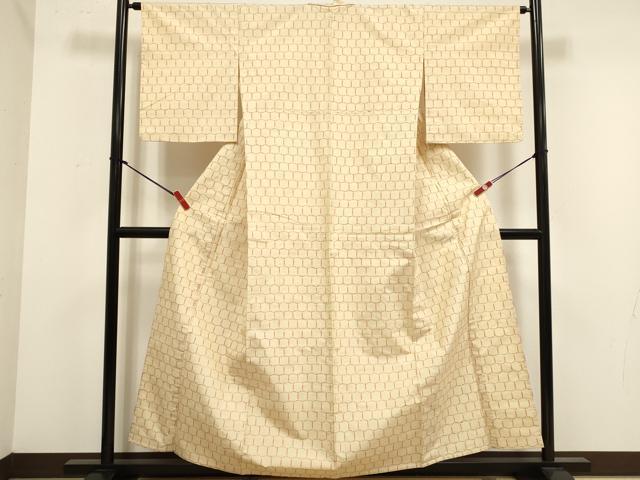 平和屋着物▽上質な紬 単衣 亀甲文 正絹 逸品 DABJ4502cd