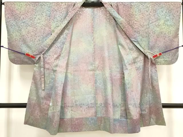 平和屋着物▽道中着 スリーシーズン 春夏秋 塵除け 更紗花文 ロング丈 正絹 逸品 DABJ4490cd