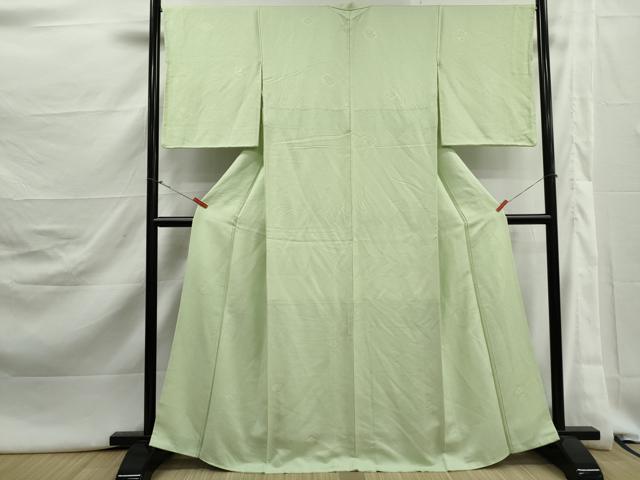 平和屋着物■上質な色無地 菱地紋 若菜色 正絹 逸品 DABJ5378qa