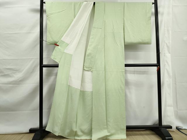 平和屋着物■上質な色無地 菱地紋 若菜色 正絹 逸品 DABJ5378qa