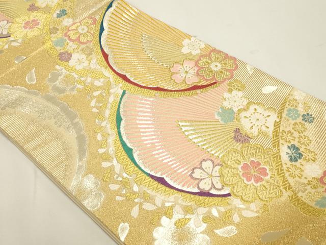 平和屋本店▼六通柄袋帯 唐織 舞花文 本金箔 正絹 逸品 DABJ6068sf