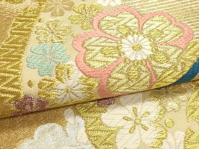平和屋本店▼六通柄袋帯 唐織 舞花文 本金箔 正絹 逸品 DABJ6068sf